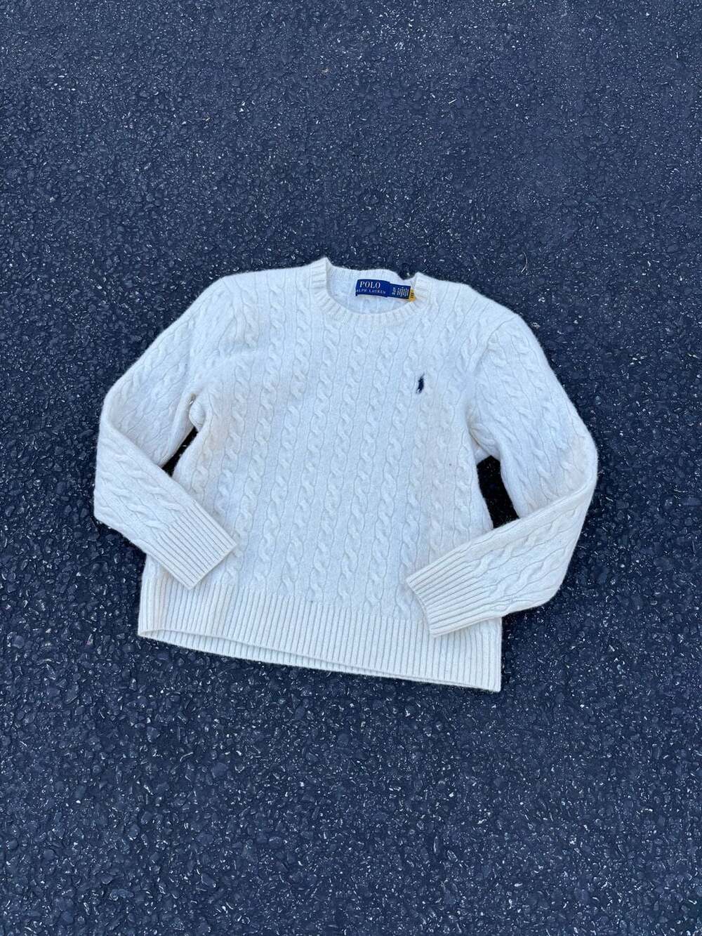 Polo Ralph Lauren Cable Knit Wool Cashmere Crewneck Sweater Size womens XL